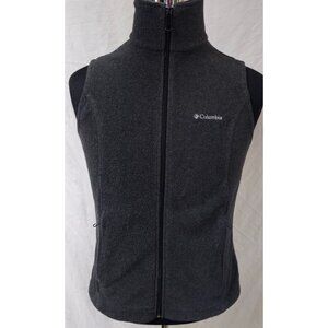 Columbia Womens Small Grey Full Zip Logo Zip Pockets Stretch Fleece Vest